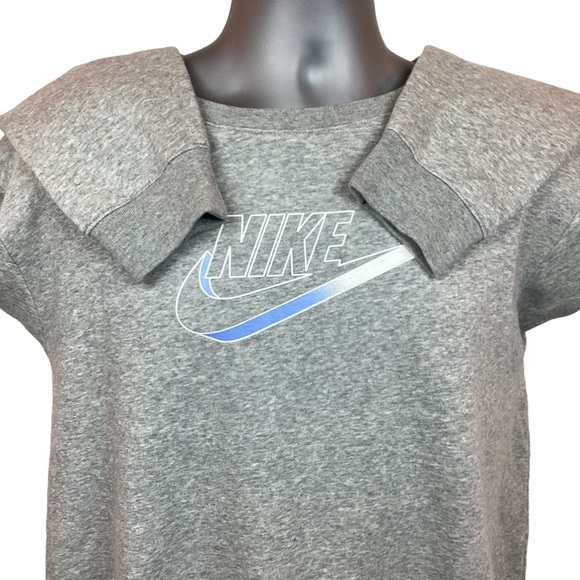 Nike Swoosh Crew Neck Pullover Sweatshirt Unisex Gray - Picture 4 of 9